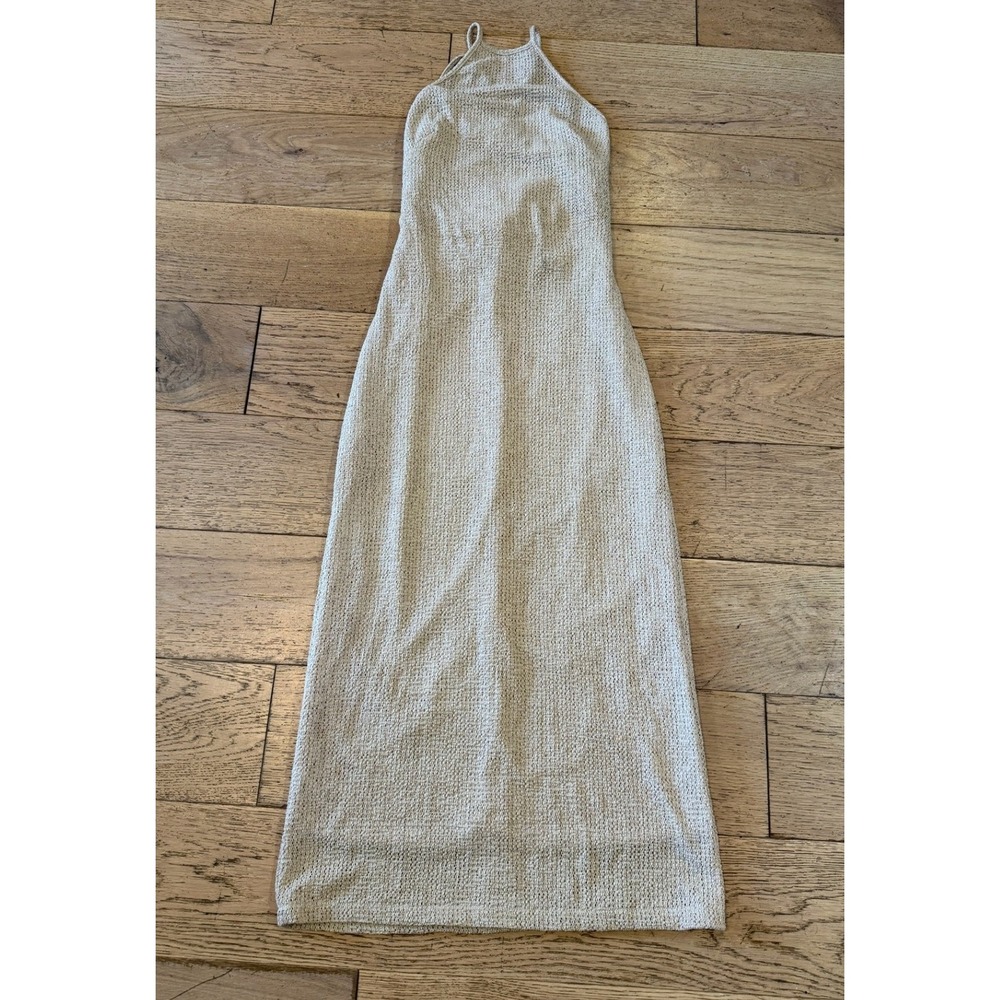 CHOUCHOU Beige Knit Halter‎ Neck Maxi Dress Size M (668)